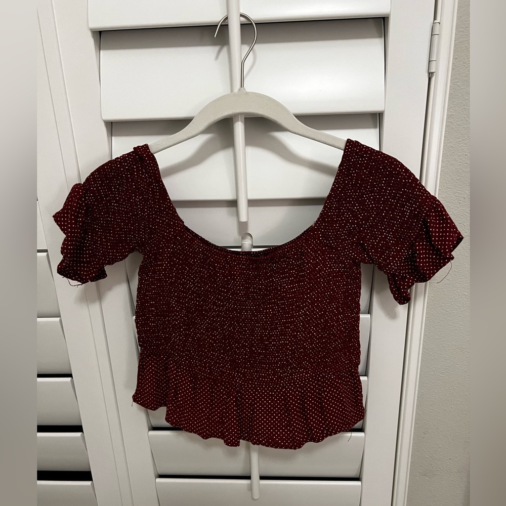 Maroon and White crop top